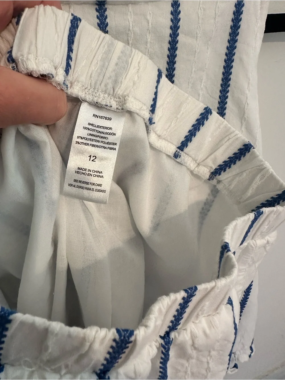 Rachel Zoe girls two piece White & Blue Striped Ruffle set size 12